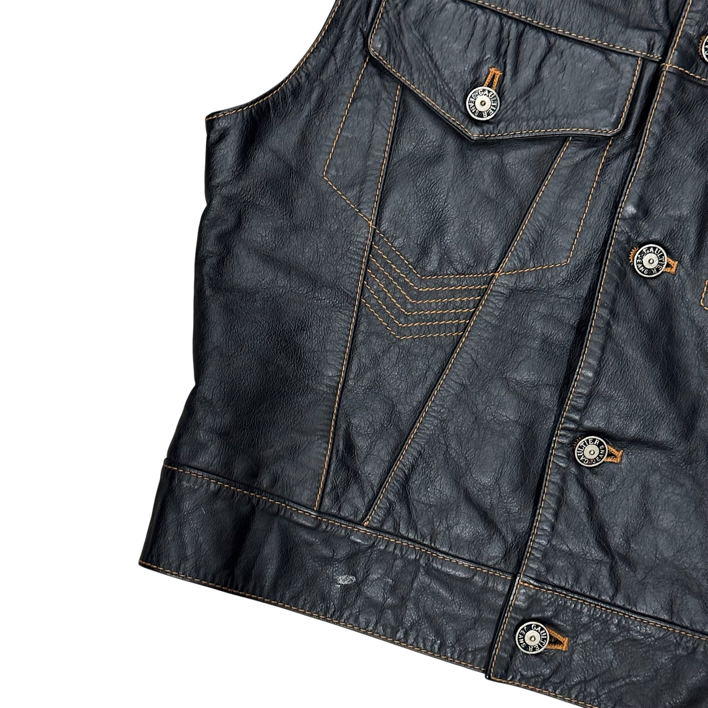 GAULTIER JEAN’S DARK BROWN LEATHER FUR VEST