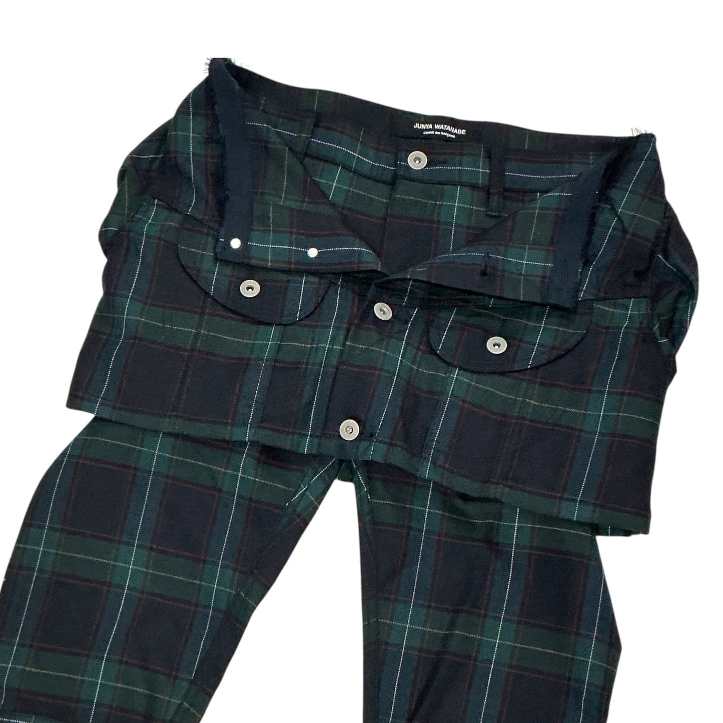 JUNYA WATANABE SS2006 DOUBLE LAYERED PLAID WOOL PANTS