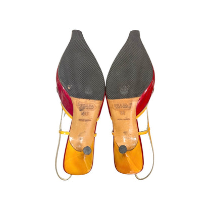 PRADA CAGE SLINGBACK PUMPS POINTED TOE HEELS