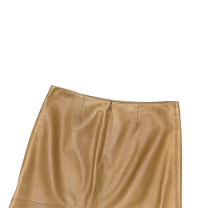 CHANEL FLARED TAN LEATHER SKIRT