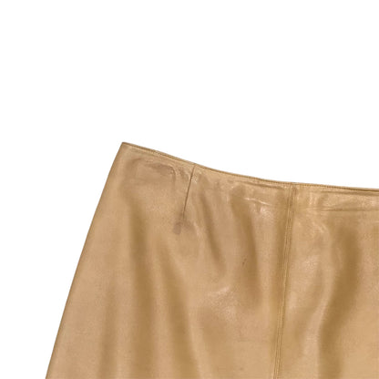 CHANEL FLARED TAN LEATHER SKIRT