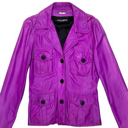 DOLCE & GABBANA PURPLE LEATHER JACKET