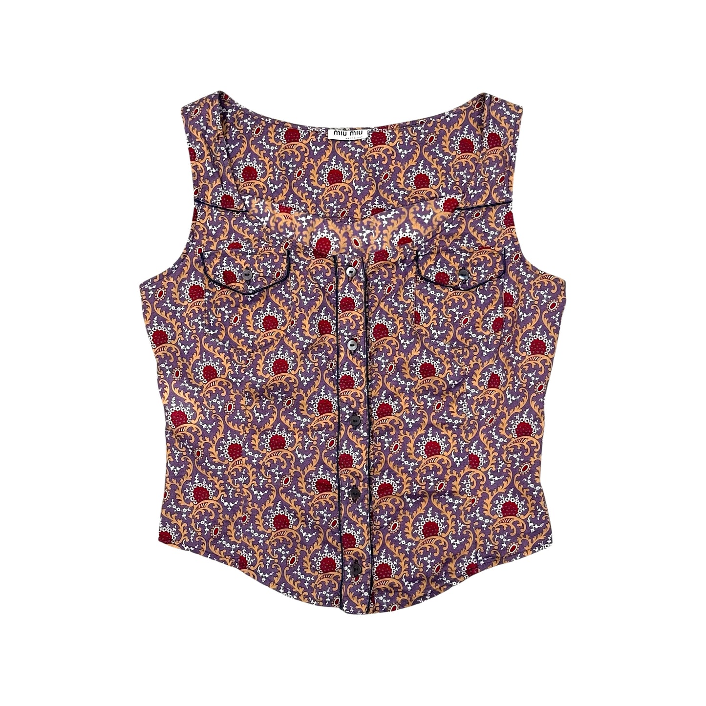 MIU MIU PURPLE FLORAL TOP
