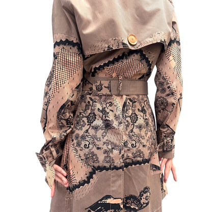 CHRISTIAN DIOR 2023 NUDE LACE PRINTED TRENCH COAT