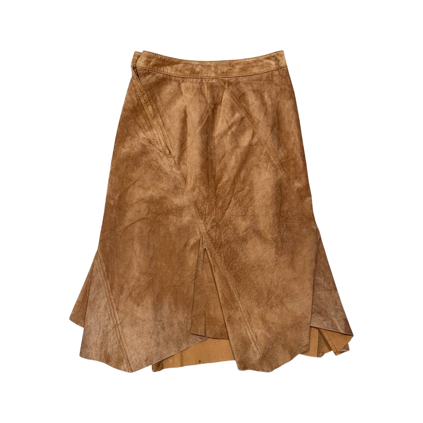 VIVIENNE WESTWOOD ASYMMETRICAL BROWN SUEDE LEATHER SKIRT
