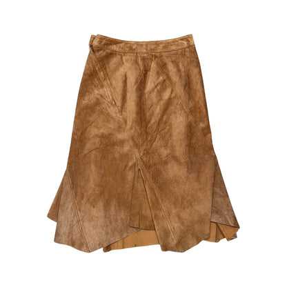 VIVIENNE WESTWOOD ASYMMETRICAL BROWN SUEDE LEATHER SKIRT