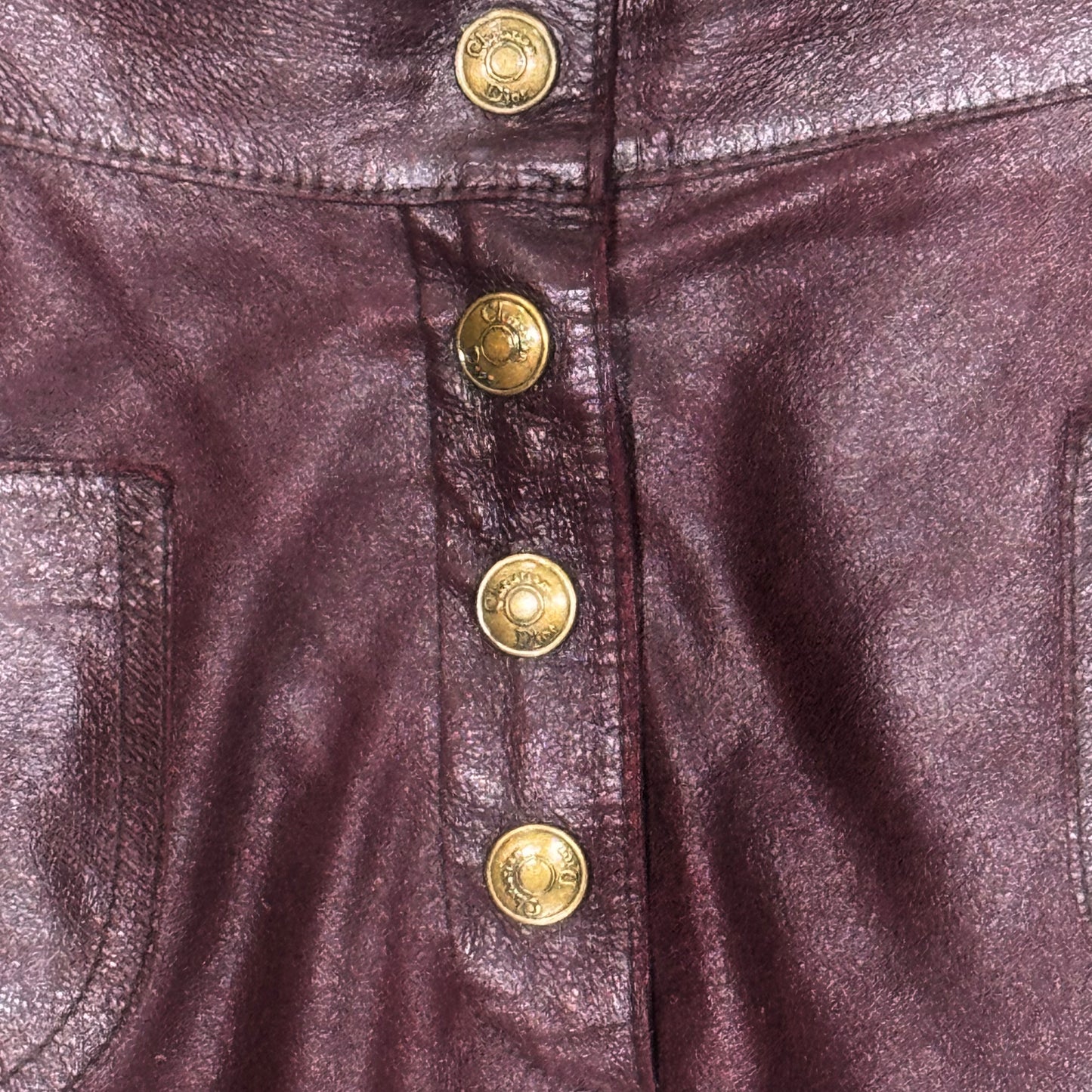 CHRISTIAN DIOR BURGUNDY LEATHER PANTS