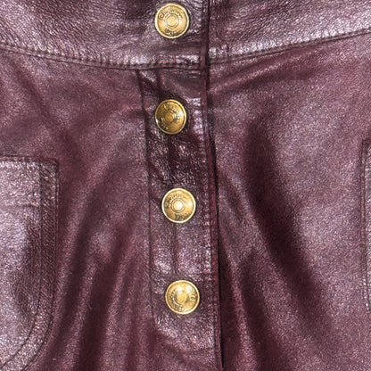 CHRISTIAN DIOR BURGUNDY LEATHER PANTS