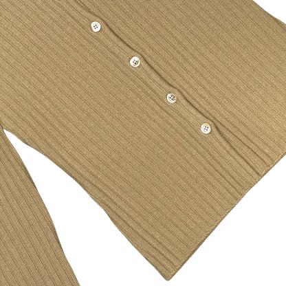 MOSCHINO TAN FLOWER KNIT CARDIGAN