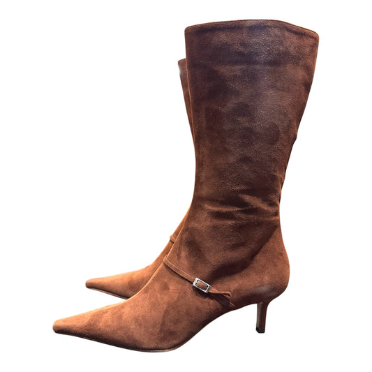 SERGIO ROSSI BROWN SUEDE LEATHER BOOTS