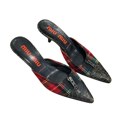 MIU MIU PLAID ZIPPER HEELS