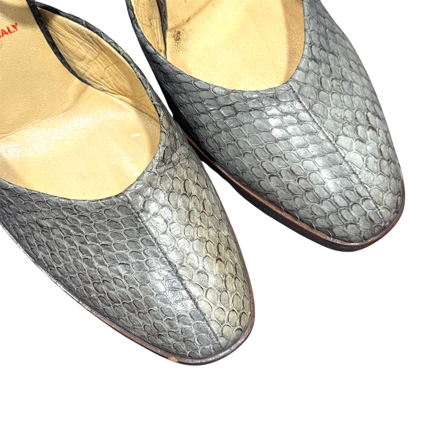 MIU MIU GREEN SNAKE SKIN HEELS