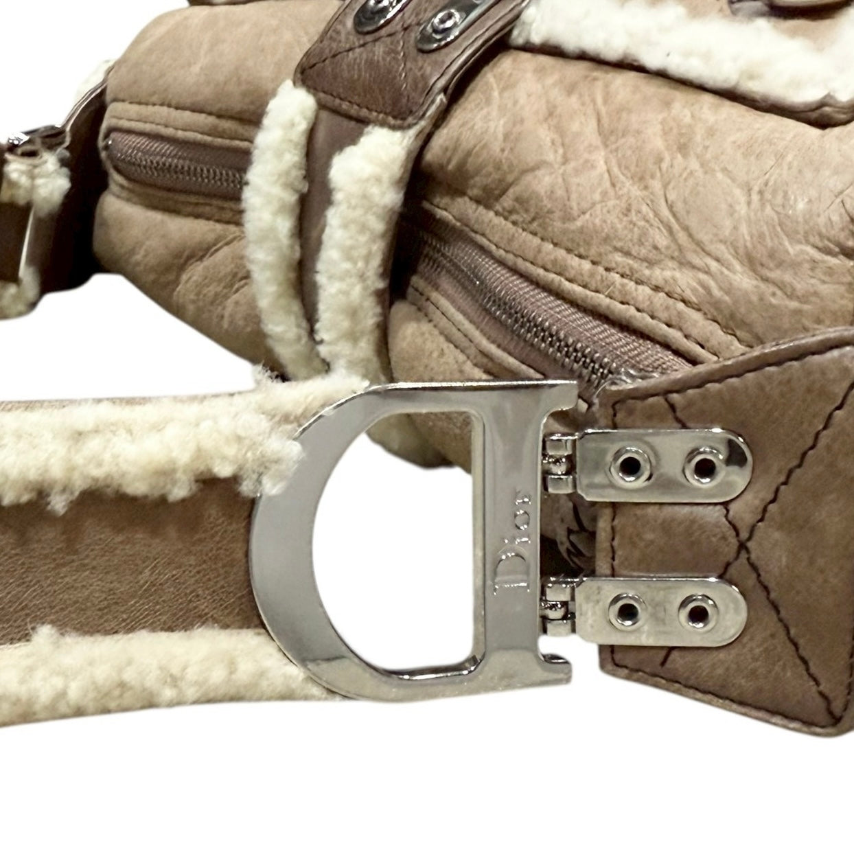 CHRISTIAN DIOR 2005 SHEARLING FIGHT BAG