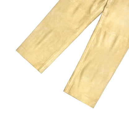 VALENTINO BUCKLED SUEDE LEATHER PANTS