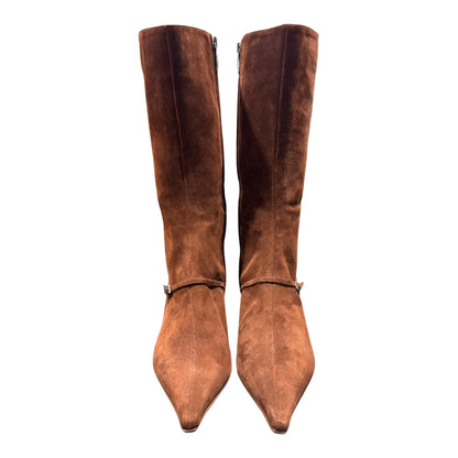 SERGIO ROSSI BROWN SUEDE LEATHER BOOTS