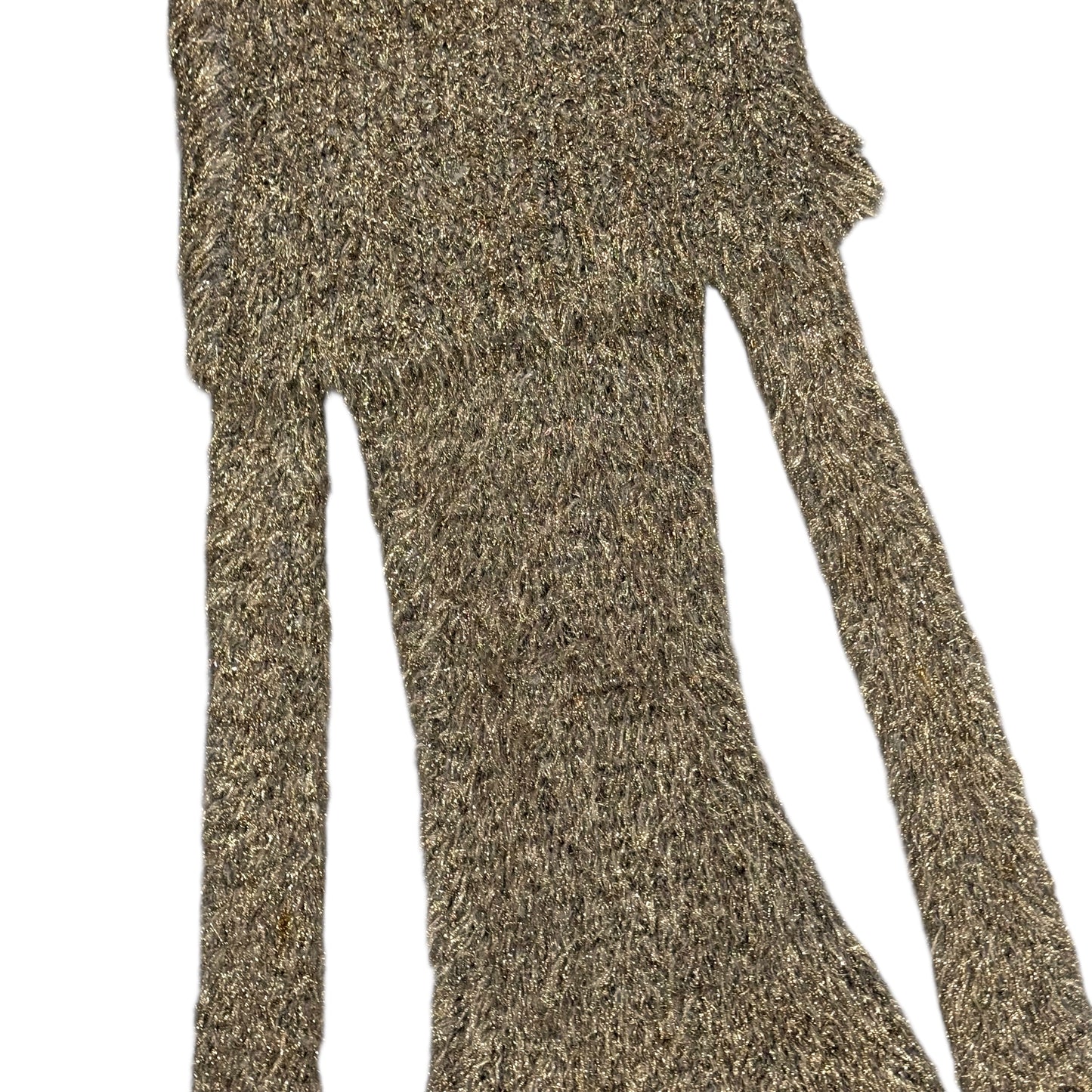 DOLCE & GABBANA FUZZY GOLD METALLIC OFF SHOULDER DRESS