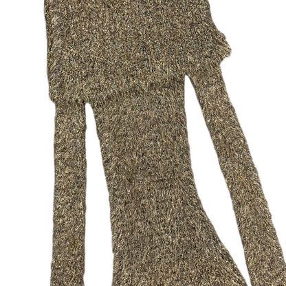 DOLCE & GABBANA FUZZY GOLD METALLIC OFF SHOULDER DRESS