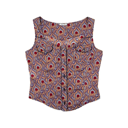 MIU MIU  BUTTONED PATTERNED TOP