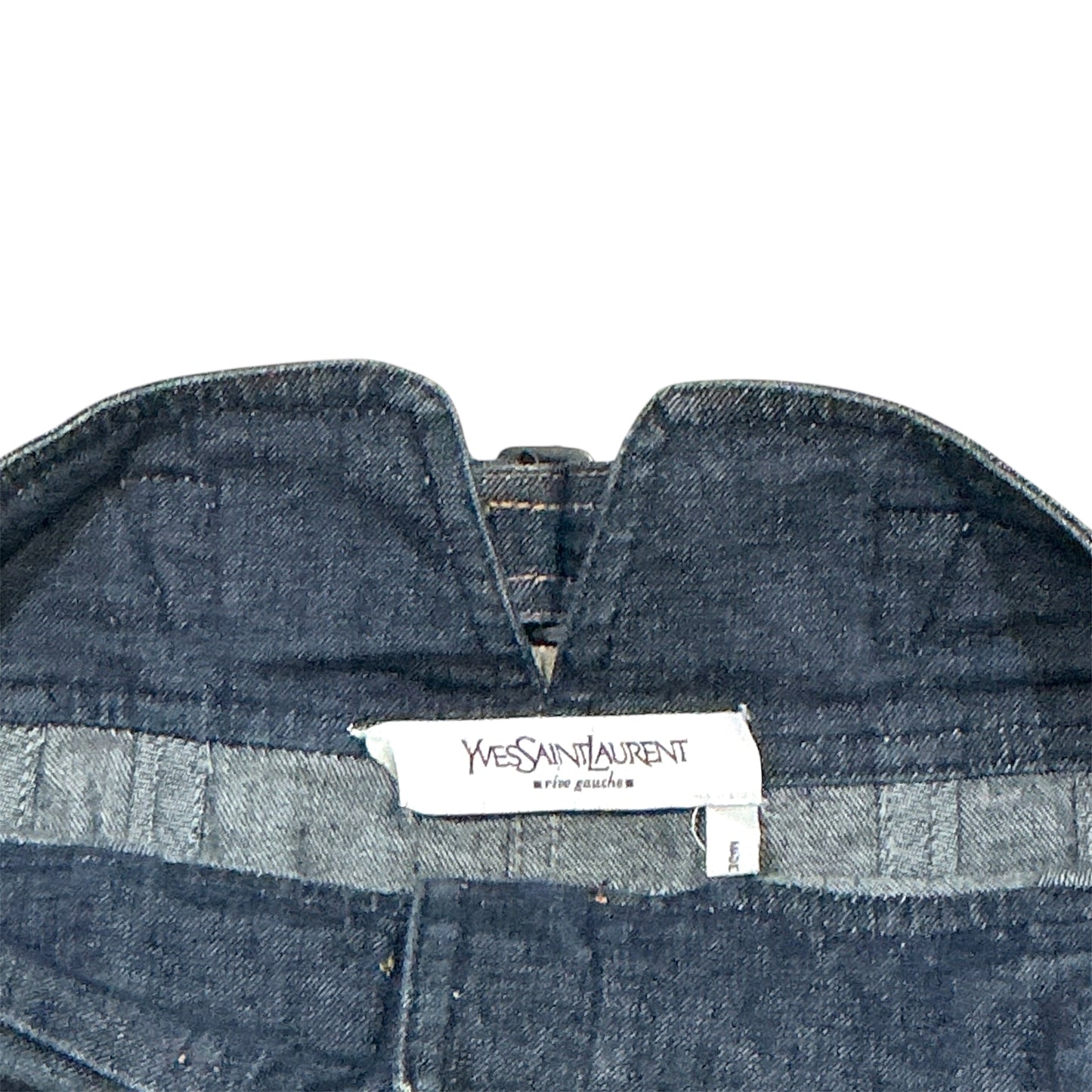 YVES SAINT LAURENT RIVE GAUCHE BUCKLED DENIM SKIRT