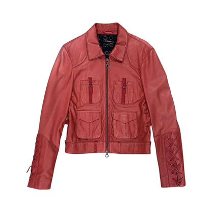 DIESEL PINK UTILITY LEATHER JACKET