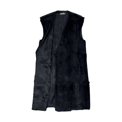 PRADA SPORT 2009 BLACK GOAT FUR LONG  GILET COAT