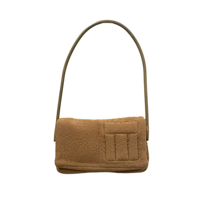 MIU MIU FW1999 BROWN WOOL RUBBER  SHOULDER BAG
