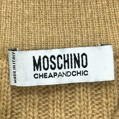 MOSCHINO TAN FLOWER KNIT CARDIGAN