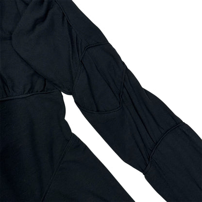 YVES SAINT LAURENT RIVE GAUCHE BLACK ASYMMETRICAL STITCH TOP