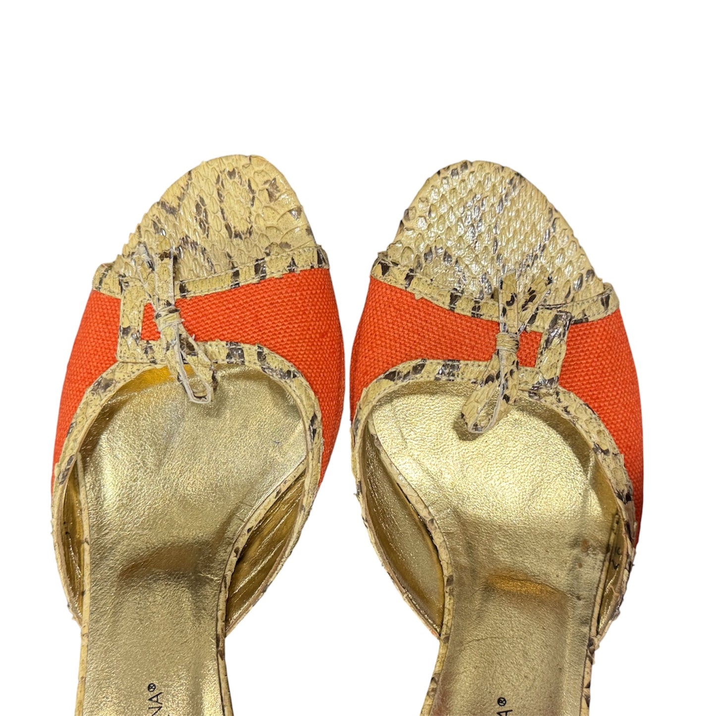 DOLCE & GABBANA GOLD METALLIC SNAKE SKIN MULES