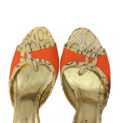 DOLCE & GABBANA GOLD METALLIC SNAKE SKIN MULES