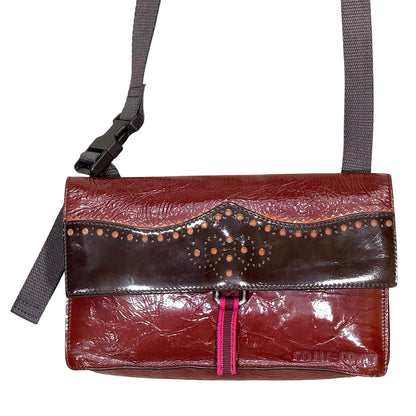 MIU MIU FW1999 BROWN BROGUE PATENT LEATHER BAG