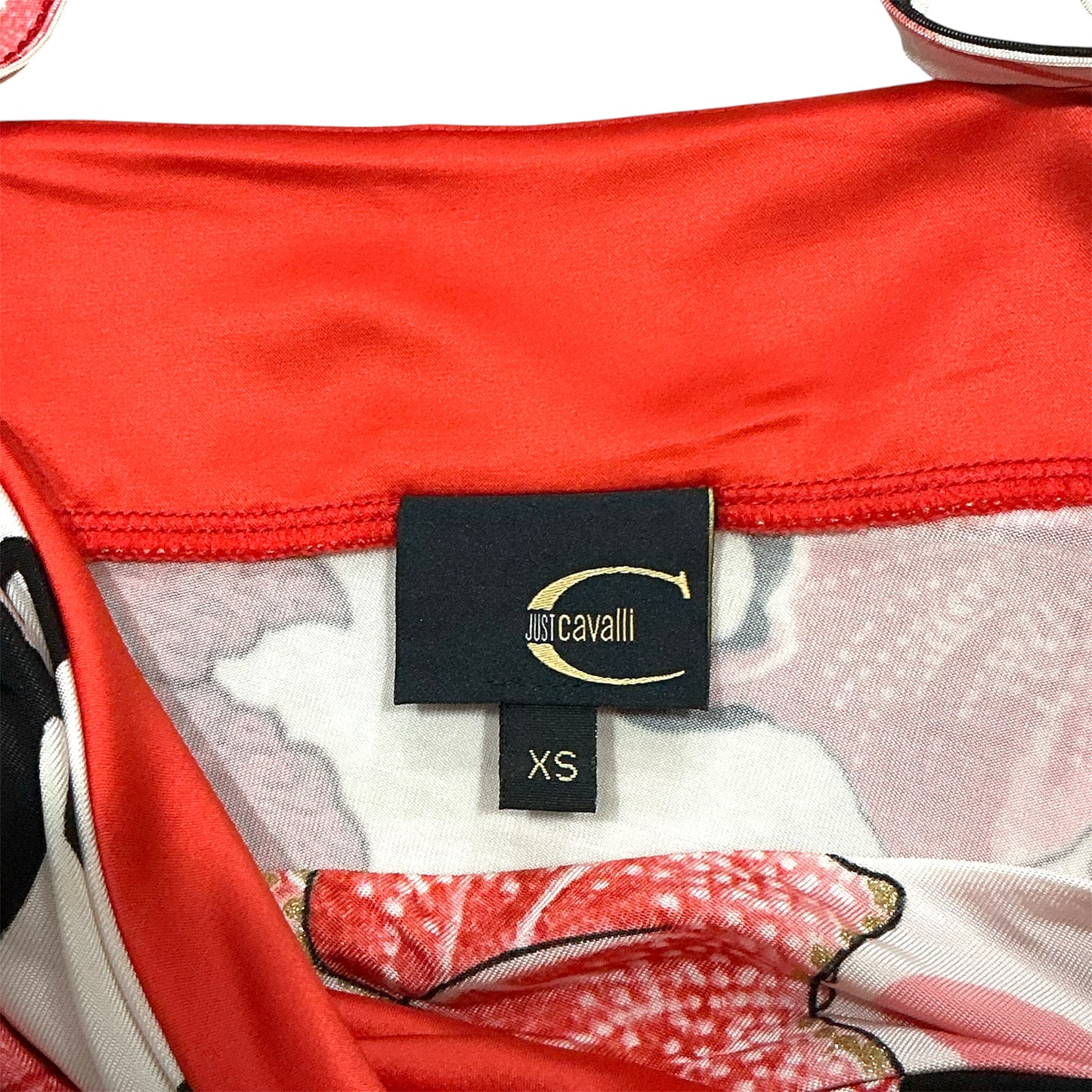 JUST CAVALLI RED & BLACK FLOWER TANK TOP