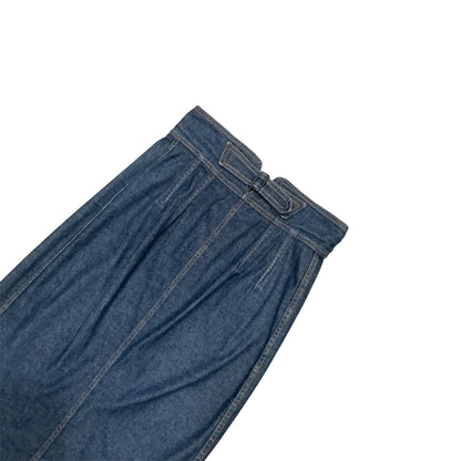 YVES SAINT LAURENT RIVE GAUCHE BUCKLED DENIM SKIRT