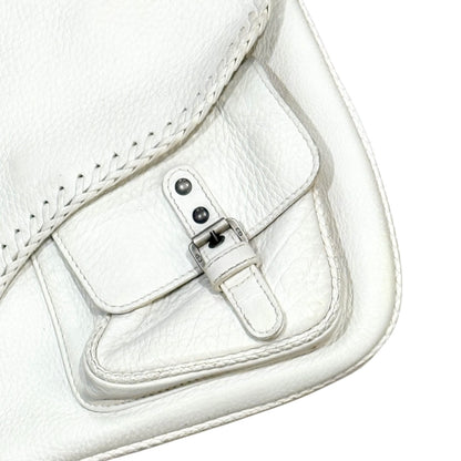 CHRISTIAN DIOR WHITE GAUCHO DOUBLE SADDLE BAG