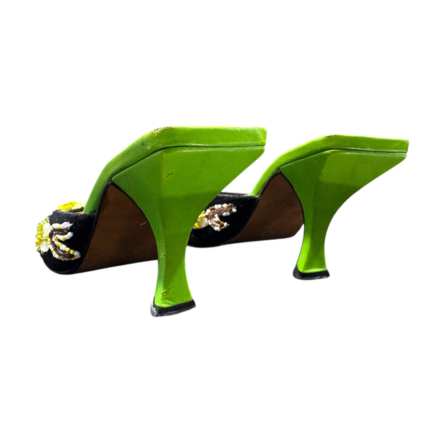 FENDI 2000S BEADED CANVAS MULTICOLOUR MULES