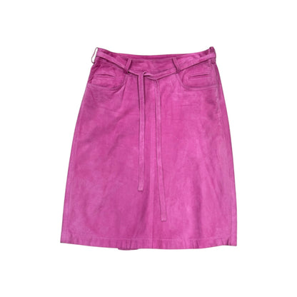 JIL SANDER MAGENTA SUEDE WRAP MIDI SKIRT