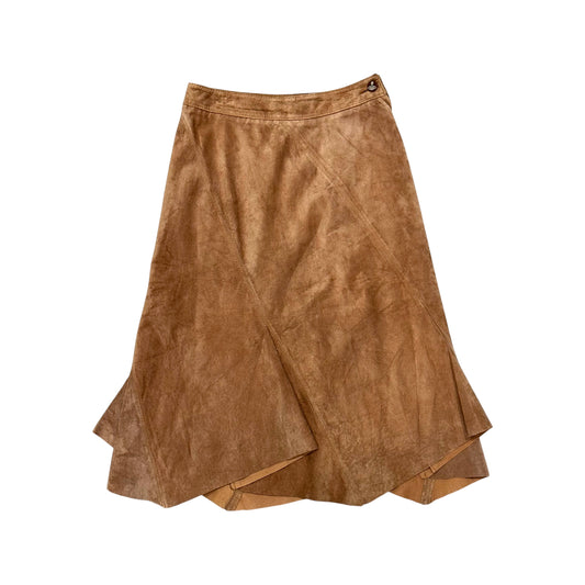 VIVIENNE WESTWOOD ASYMMETRICAL BROWN SUEDE LEATHER SKIRT