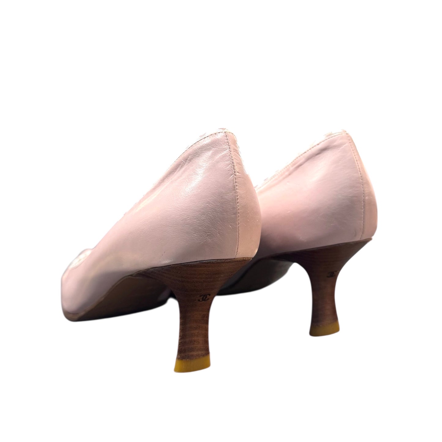 CHANEL PINK/WHITE POINTED HEELS