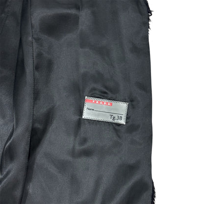 PRADA SPORT 2009 BLACK GOAT FUR LONG  GILET COAT