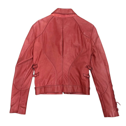 DIESEL PINK UTILITY LEATHER JACKET