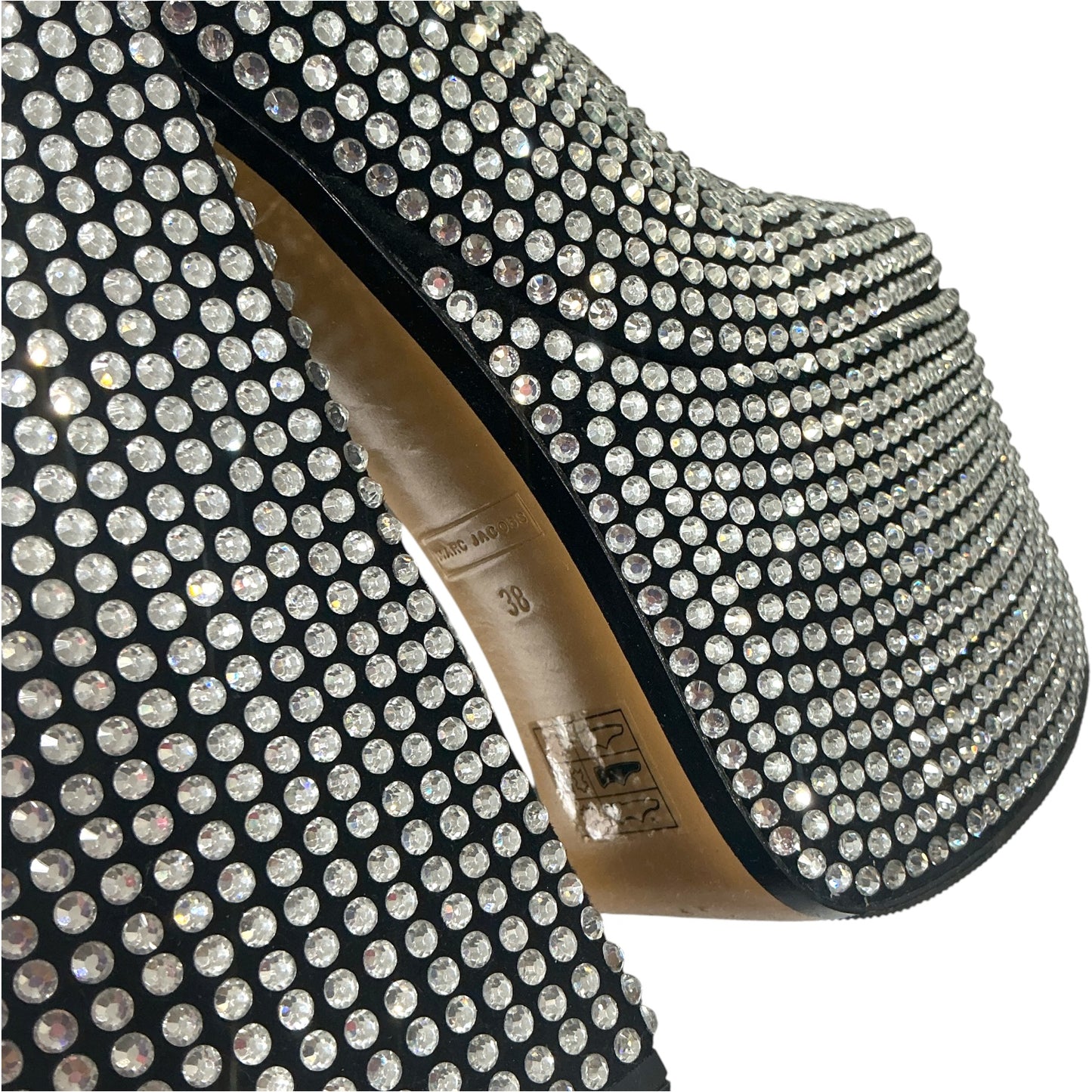 MARC JACOB KIKI SILVER RHINESTONE LEATHER ANKLE BOOTS