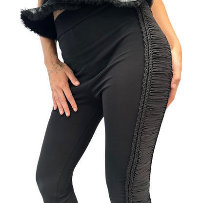JEAN PAUL GAULTIER BLACK PLEATED LEGGINGS