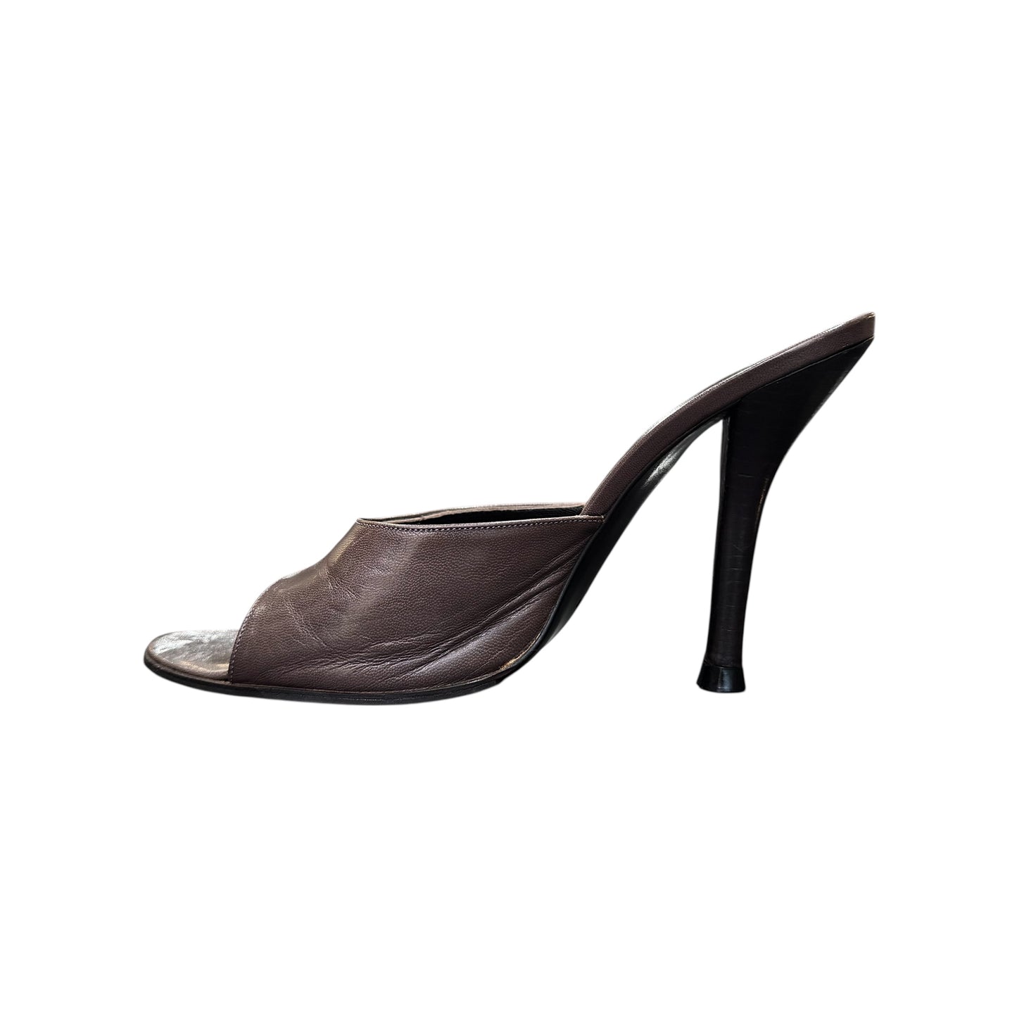 GUCCI BROWN OPEN TOES HEELS