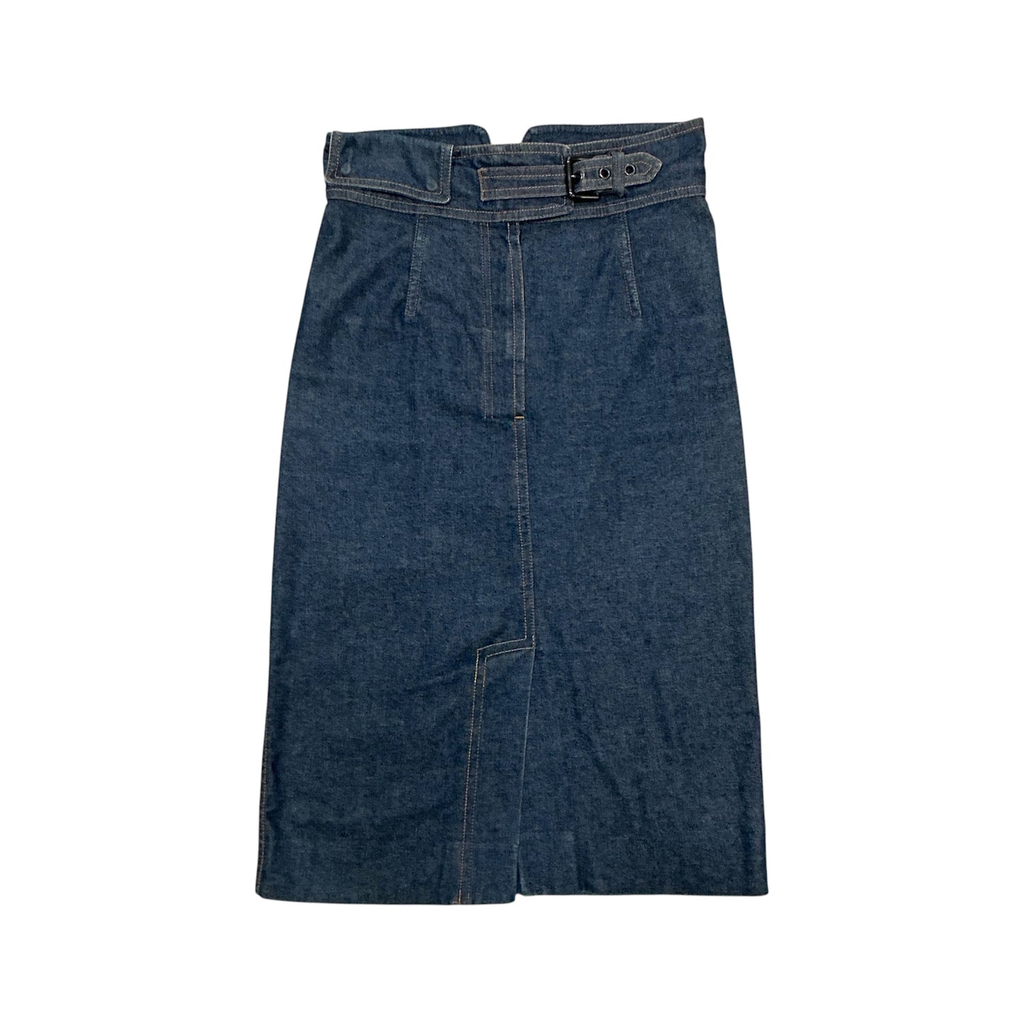 YVES SAINT LAURENT RIVE GAUCHE BUCKLED DENIM SKIRT