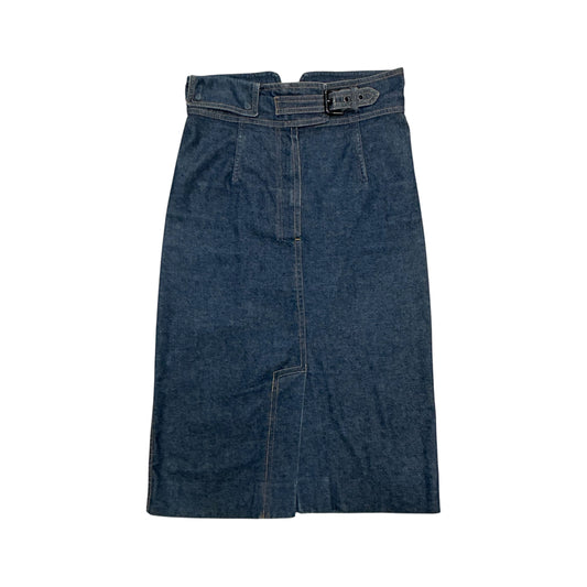 YVES SAINT LAURENT RIVE GAUCHE BUCKLED DENIM SKIRT