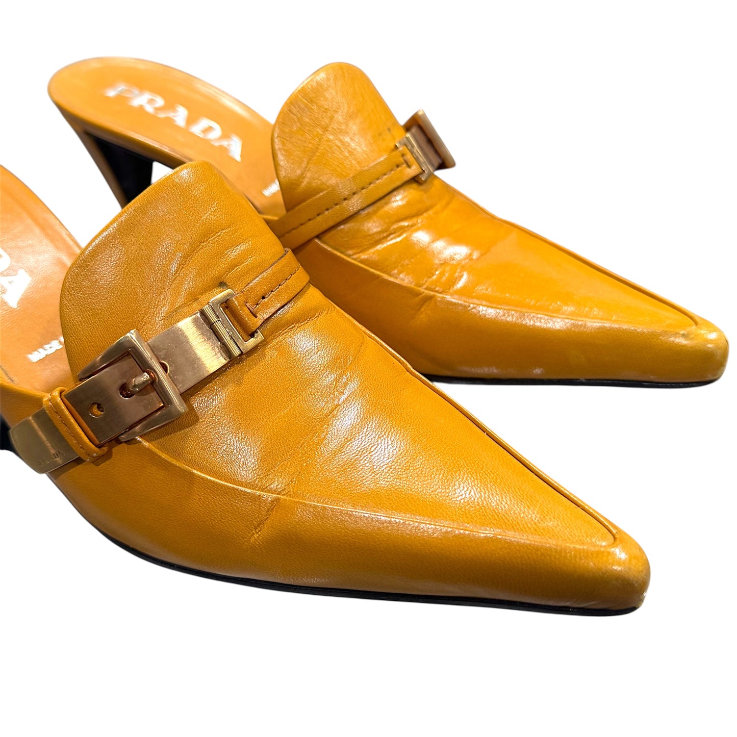 PRADA YELLOW LOAFERS MULES