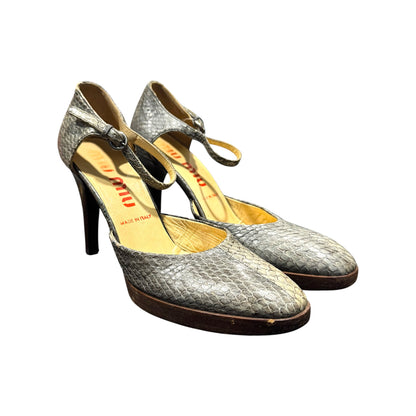 MIU MIU GREEN SNAKE SKIN HEELS