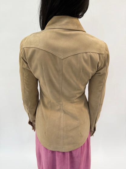 DOLCE & GABBANA BEIGE SUEDE SHIRT