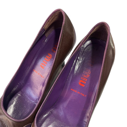 MIU MIU 90S PURPLE BROWN TWO TONE PUMPS