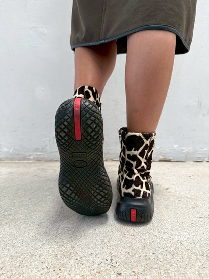 PRADA SPORT GIRAFFE PRINT BOOTS